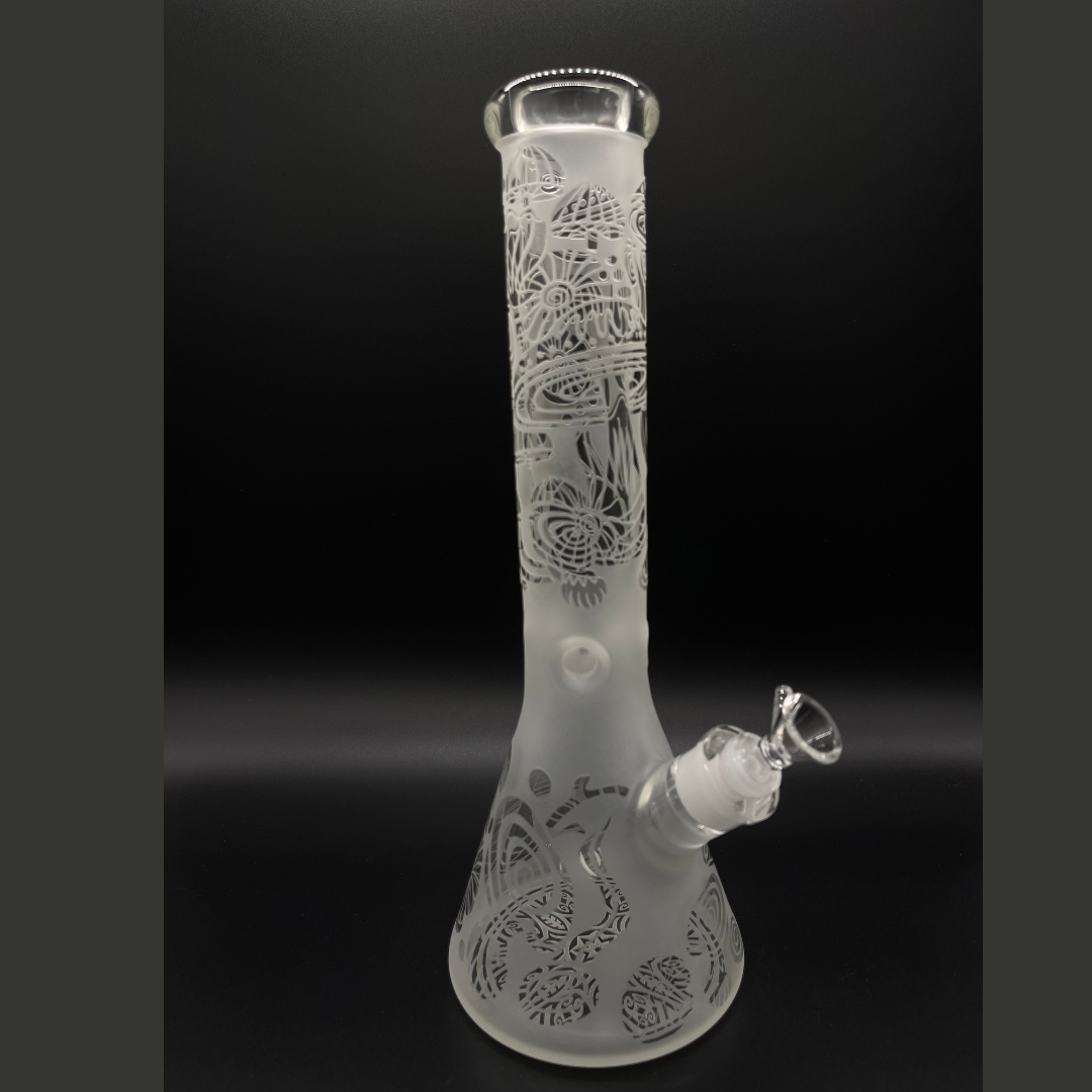Sandblasted Mushroom Beaker Glass
